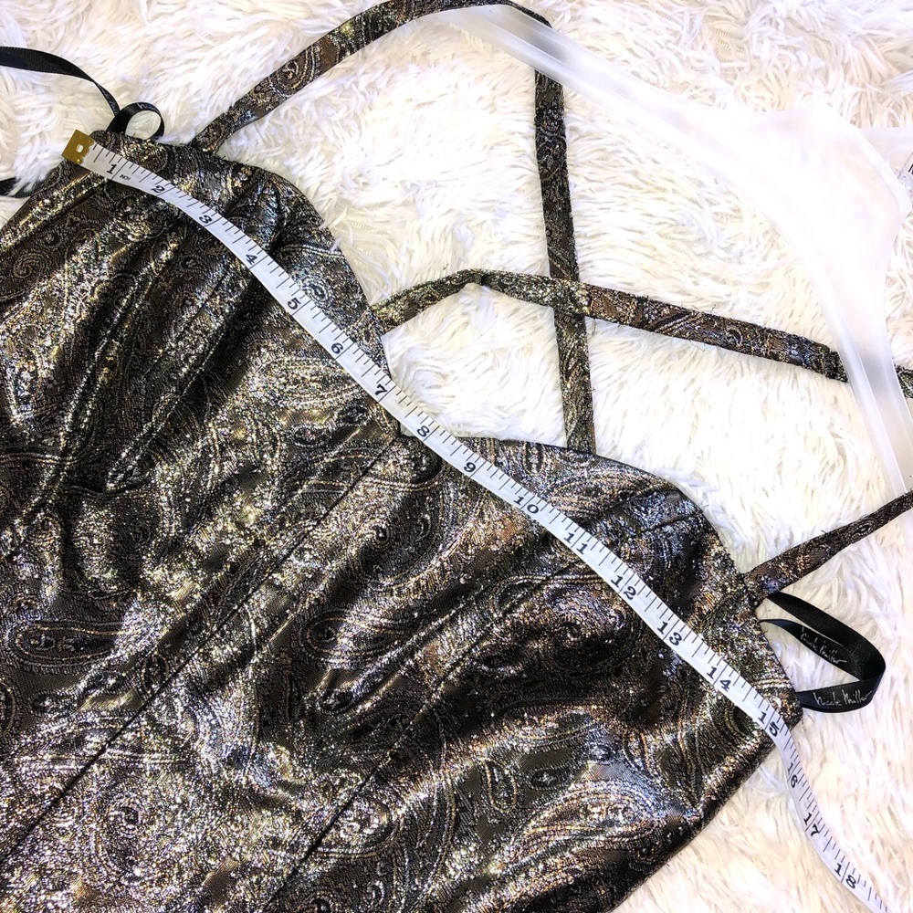 Nicole Miller Gold Print Long Party Dress - Picture 7 of 11